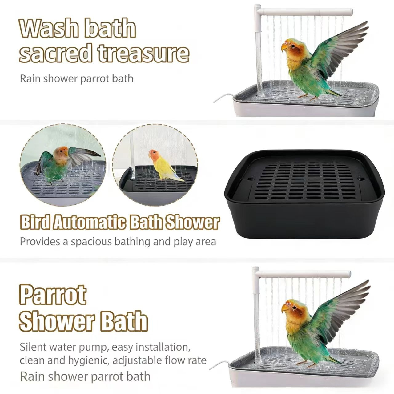 Pet Water Fountain - 2026Bird Supplies Automatic Parrot Bath Tub