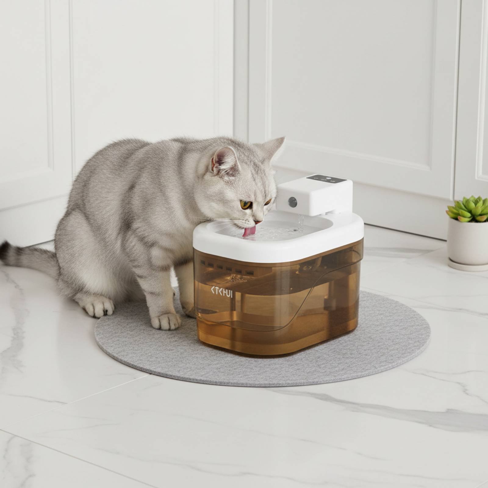Pet Water Fountain - Wireless Pet Water Fountain Ultra-Quiet Cordless