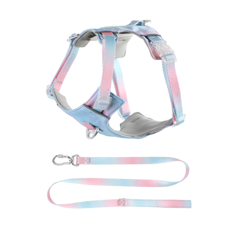 No Pull Dog Harness - Gradient Color Dog Harness Vest Leash