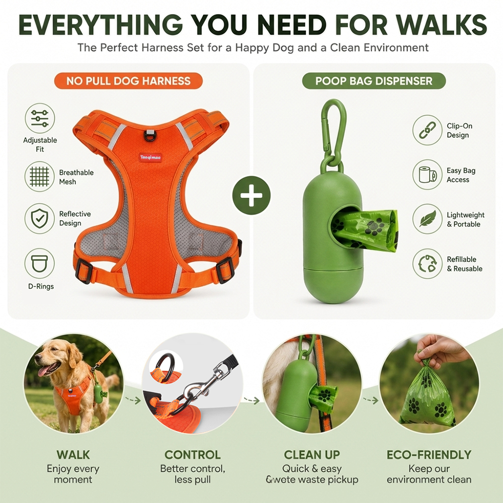 Pet Dog Harness Set with Poop  - No Pull Dog Harness review and price
